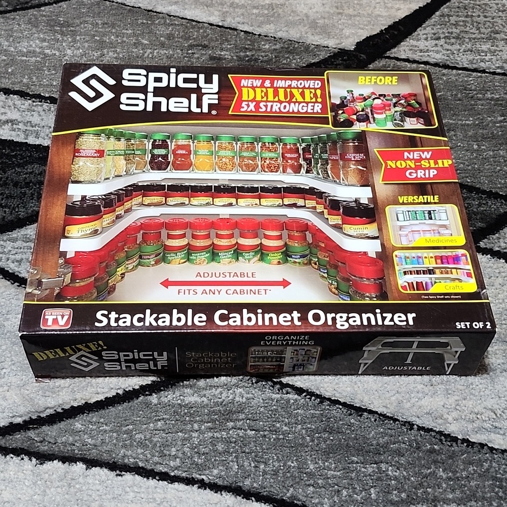 SPICY SHELF DELUXE MUITI-PURPOSE STACKABLE WHITE CABINET ORGANIZER SET-O…
